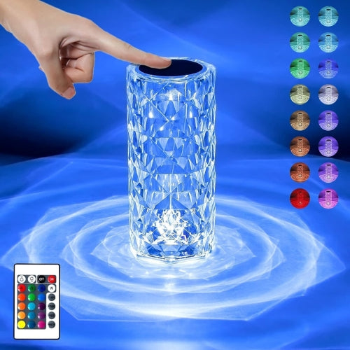 16 Colors Diamond Table Lamp Crystal Touch Control Color Changing Light Romantic