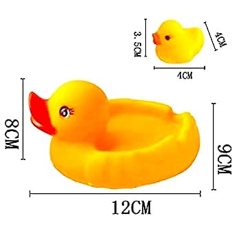 Doozie Gifts Duck Baby Bathing Rubber Squeaky , Floating Play Water Pool Tub Toys Chu Chu duck (Yellow) - 4 Pcs