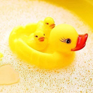 Doozie Gifts Duck Baby Bathing Rubber Squeaky , Floating Play Water Pool Tub Toys Chu Chu duck (Yellow) - 4 Pcs