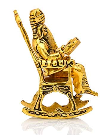 Doozie Gifts Metal Lord Ganesha Reading Ramayana Statue Hindu God Ganesh Sitting on Chair Idol Sculpture Home Office Gifts Decor Ganesha Metal Idol(Size: 5.5 Inches, Golden Finish)