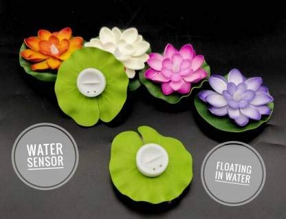 Lotus Flower Water Floating Sensor Led Smokeless Tea Light Candles Unbreakable for Outdoor and Indoor Festival Decoration