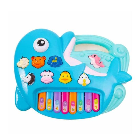 Doozie Gifts Dolphin Toy Piano, Ocean Inspired, Cute Animal sounds, Piano Keys with Authentic Instrument Sounds, Multicoloir