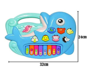 Doozie Gifts Dolphin Toy Piano, Ocean Inspired, Cute Animal sounds, Piano Keys with Authentic Instrument Sounds, Multicoloir