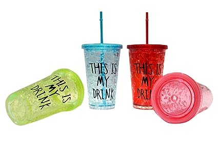 Acrylic Lid Freezing Gel Frosty Ice Mason Sipper Bottle Jar with Straw 600 ML Sipper Water and Drinks Tumbler Sipper with Straw for Girls, Kids and Boy (Assorted colour)