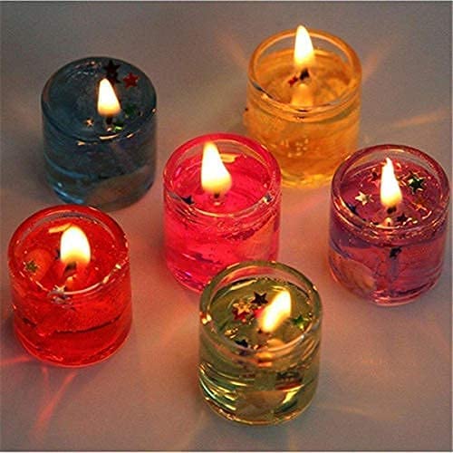 Small Glass Jelly Gel Candles For Home Decor Diwali Decoration,Spa,Festivals Christmas (Set of 12)