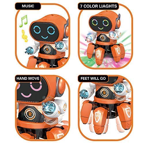 Doozie Gifts Plastic Octopus The 6 Legged Dancing & Walking Robot for Kids with Light【Colors As per Stock】