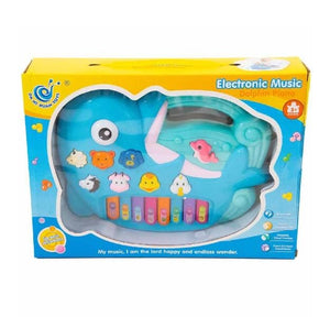 Doozie Gifts Dolphin Toy Piano, Ocean Inspired, Cute Animal sounds, Piano Keys with Authentic Instrument Sounds, Multicoloir