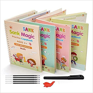 Doozie Gifts Set of 4 Magic Writing & Drawing Books Kit Calligraphy Books for kids Alphabets for Kids Learning Handwriting Practice Copybook for Kids With Pen set for Preschooler Gift