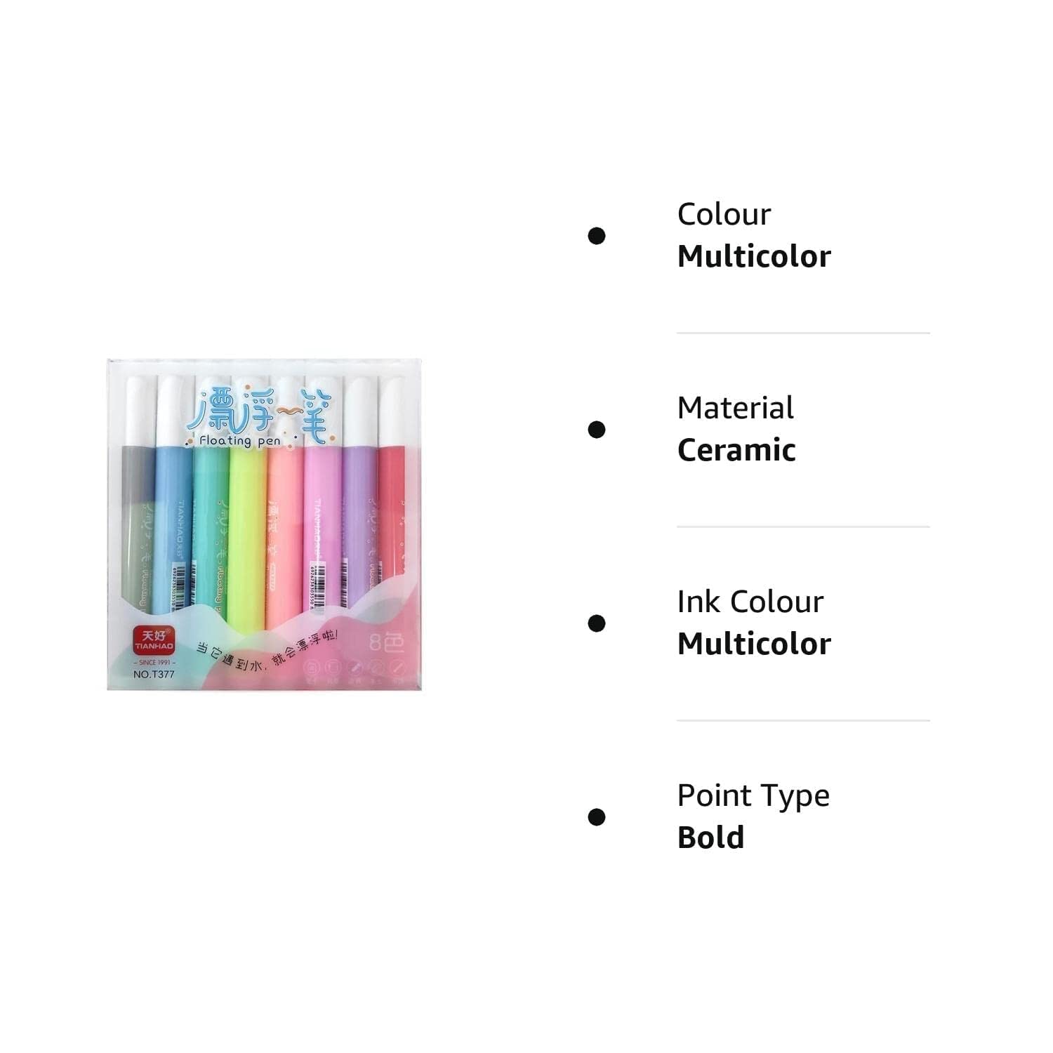 Doozie Gifts Pack of 8 Pcs Neon Color Water Based Ink Floating Pens Doodle Pen Playing Educational Toy Magical Painting Marker The Drawing Kit Set Toys Gifts