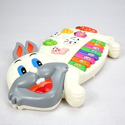 Doozie Gifts Rabbits Musical Piano with 3 Modes Animal Sounds, Flashing Lights & Wonderful Music,Plastic(multicolor)