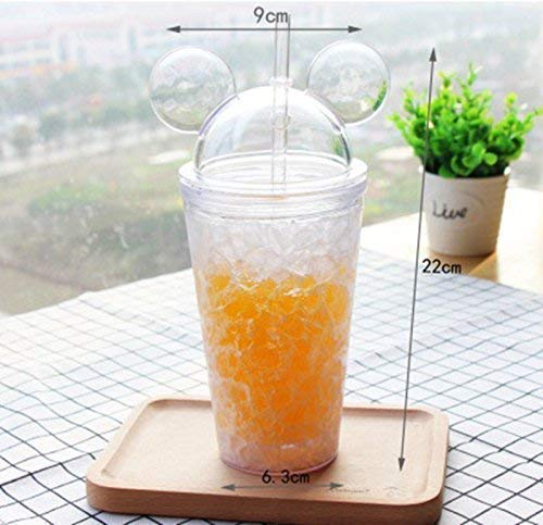 Doozie Gifts Mickey Sipper Vacuum Flask Water Bottle Mason Jar Sipper Bottle with Straw for Kids Glass Tumbler Gel Feezer Sipper