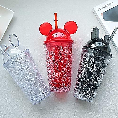 Doozie Gifts Mickey Sipper Vacuum Flask Water Bottle Mason Jar Sipper Bottle with Straw for Kids Glass Tumbler Gel Feezer Sipper