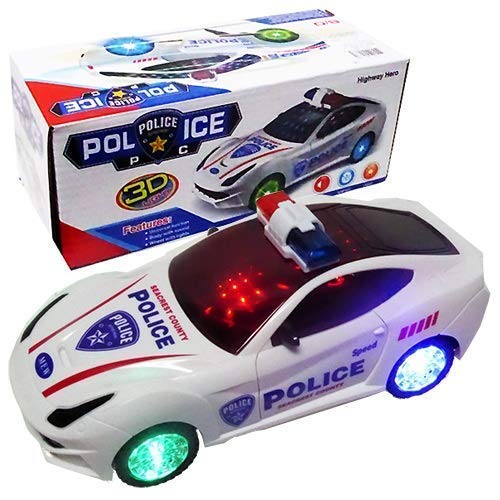 Doozie Gifts Police Car Toy for Kids - Bump and Go Cop Car with Fun Flashing Lights in The Wheels and Realistic Sounds with Sirens