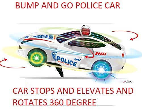 Doozie Gifts Police Car Toy for Kids - Bump and Go Cop Car with Fun Flashing Lights in The Wheels and Realistic Sounds with Sirens