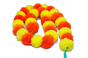 Doozie Gifts Artificial Genda Phool Mala String/Marigold Flowers Garland for Decoration for Home Decor, Diwali, Wall hangings Birthday or Occasion (4.5 ft Per String) (Yellow, Orange, Multi) Set of 15