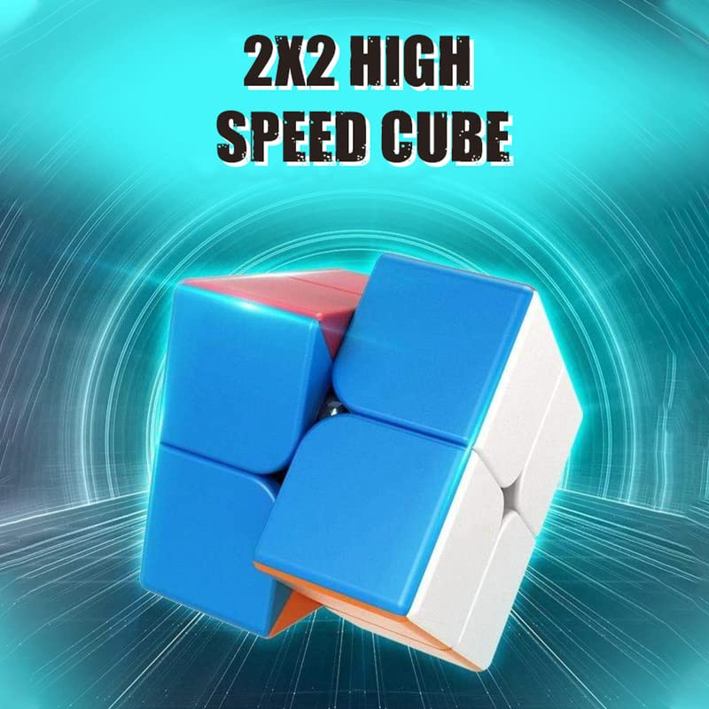 2x2 Stickerless Magic Speed Cube for Kids & Adults Speedy Brainstorming Puzzle (Multicolor)