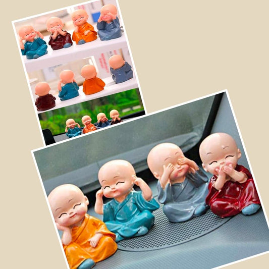 Doozie Gifts Polyresin Monk buddha idol statues for Home Office Car decoration (set of 4) (Multicolour)(return gifts)