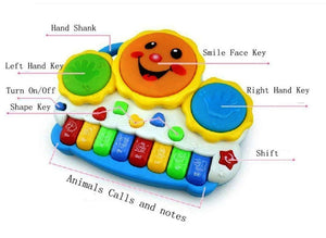 Doozie Gifts Drum Keyboard Musical Plastic Toys With Flashing Lights - Animal Sounds And Songs, Multi Color