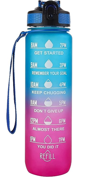 Motivational Water Bottle with Time Marker | Sipper Water Bottle for Kids & Adults with Straw | For Gym (Colour as per available)