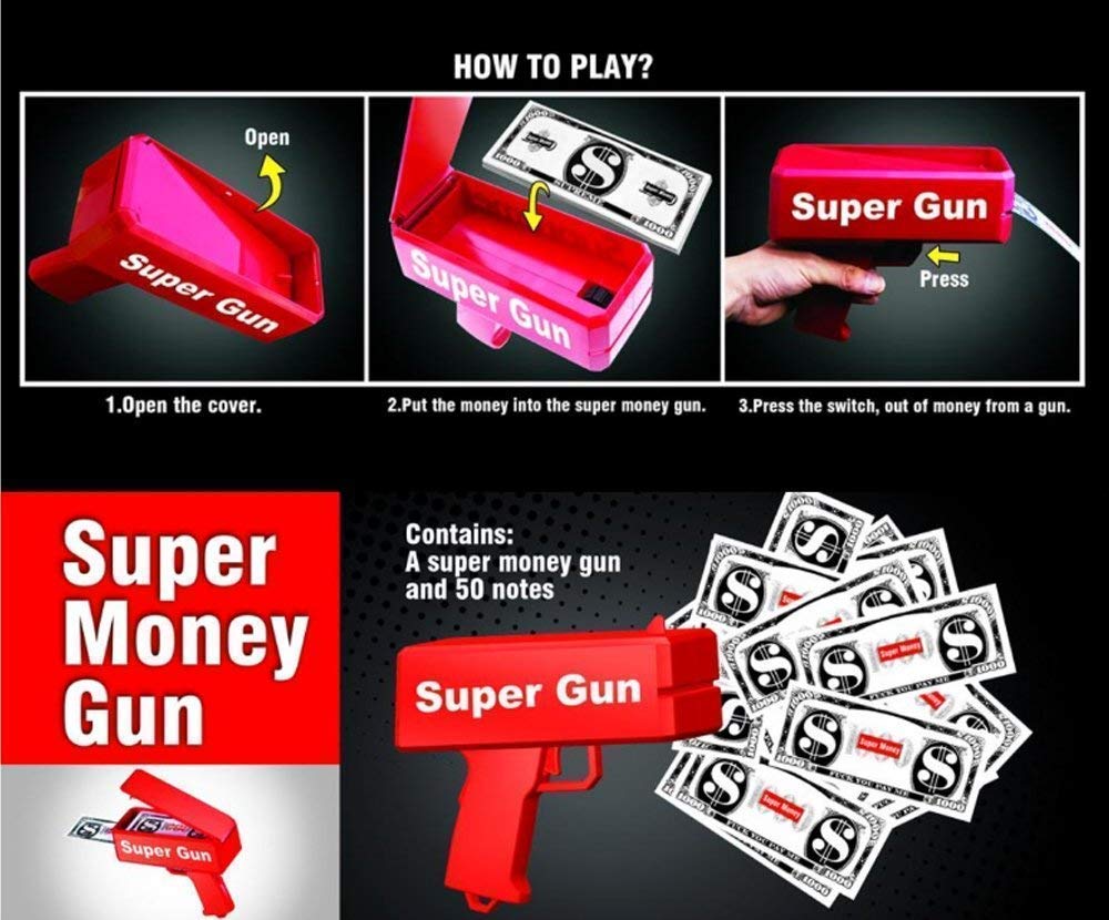 Super Money Gun Cash Cannon for Wedding, Parties and Fun Includes 50 Fake Dollars