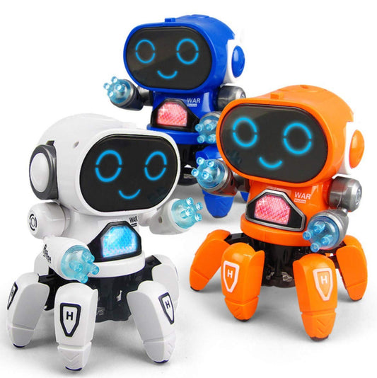 Doozie Gifts Plastic Octopus The 6 Legged Dancing & Walking Robot for Kids with Light【Colors As per Stock】