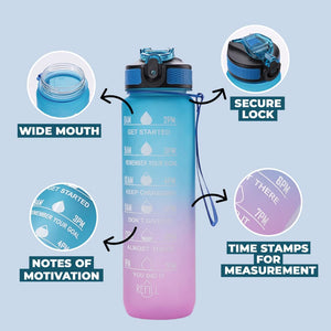 Motivational Water Bottle with Time Marker | Sipper Water Bottle for Kids & Adults with Straw | For Gym (Colour as per available)