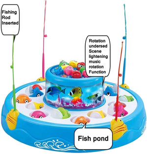 Doozie Gifts Fish Catching Game Big with 26 Fishes and 4 Pods, Includes Music and Lights (Multicolor)