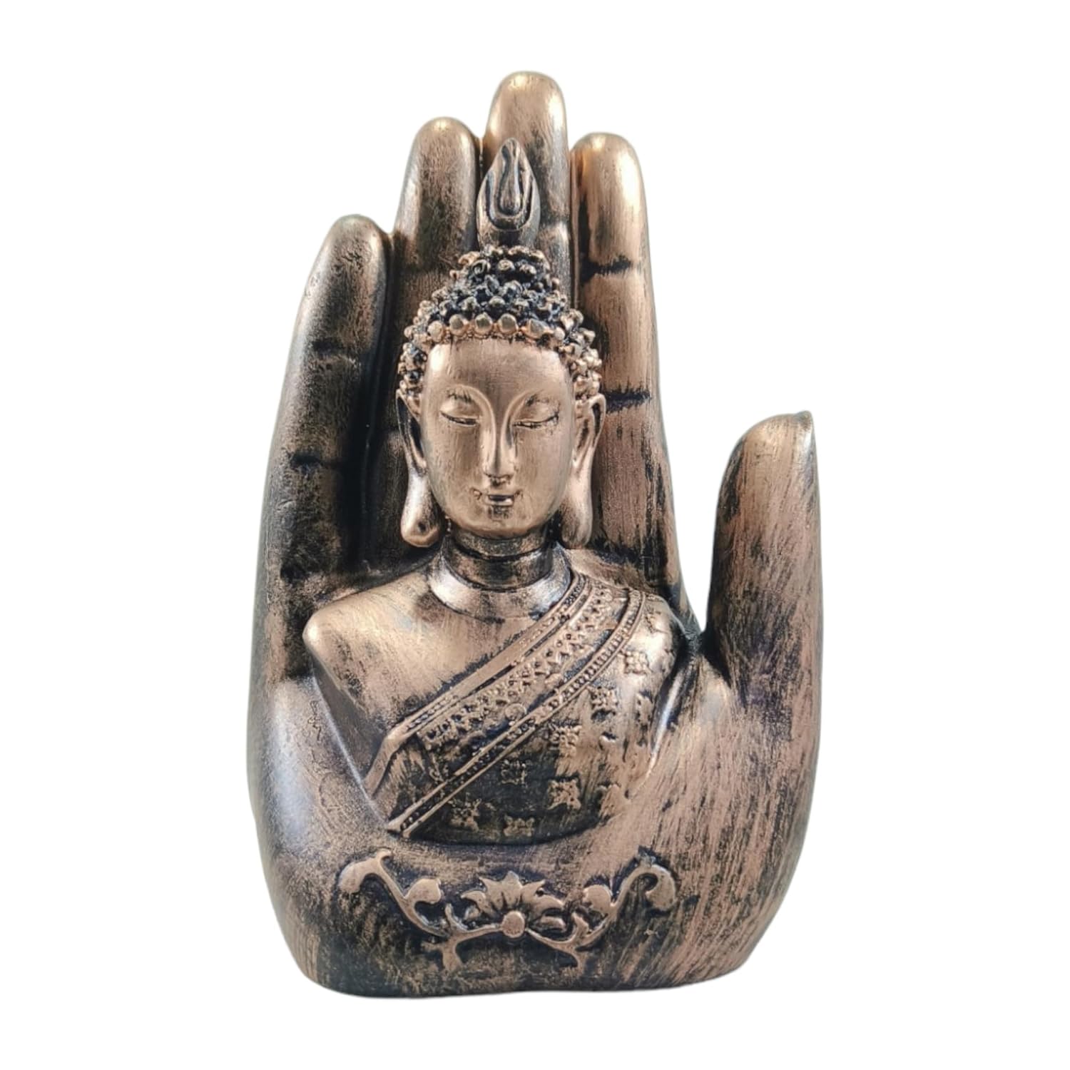 Resin Handmade Palm Buddha(White) Idol for Home Decor; Decoration Statue Showpiece; Good Luck Gift,Hath/Hand Budha(9cm x 7cm x 17cm)