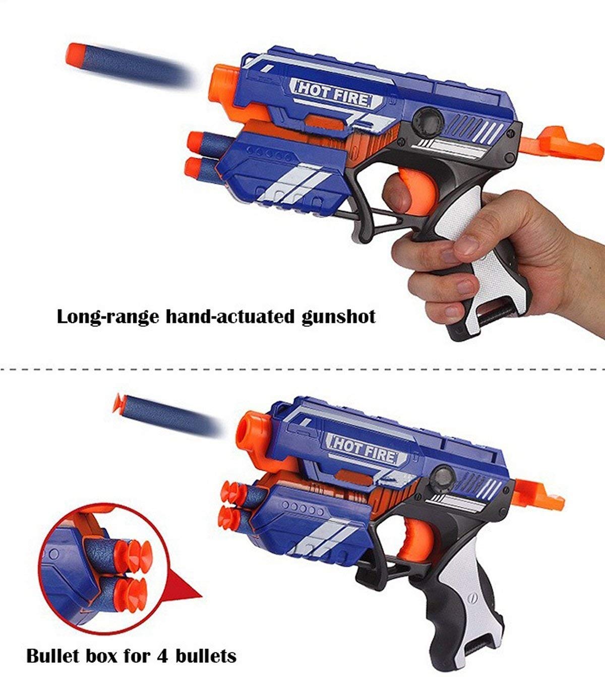 Doozie Gifts Kids Hot Fire Soft Bullet Toy Gun with 10 Foam Bullets Safe and Long Range Shooting Gun