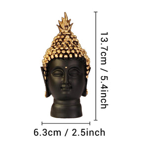 Doozie Gifts Resin Buddha Head Statue - Decorative Buddha Idol for Home Living Room Table Decoration Gifts (Golden, 13.7 cm X 6.3 cm)