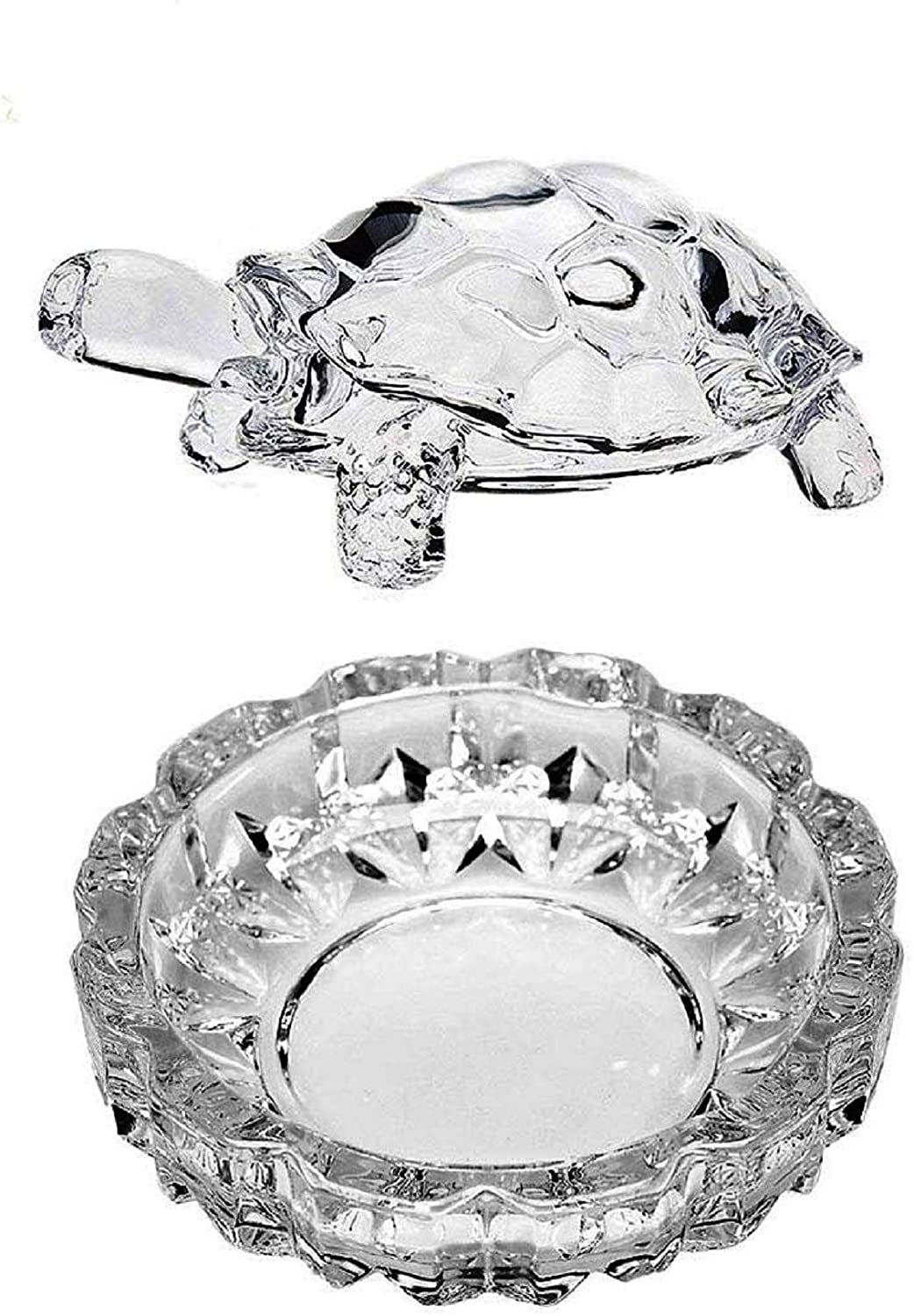 Doozie Gifts Crystal Clear Turtle with Plate for Vastu Feng Shui Career Good Luck Gifting Purpose (white)