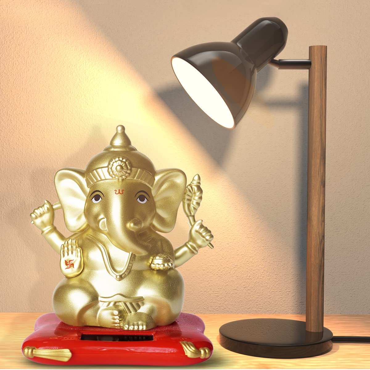 Doozie Gifts Moving Hands Solar Ganesha Statue for Car Home Decor and Office | Solar Lord Ganesh ji Moving Hands