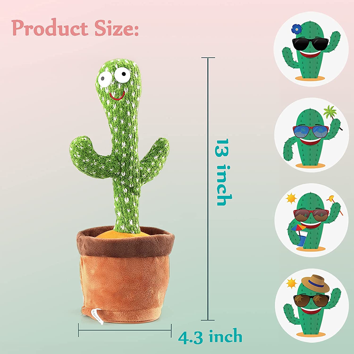 Doozie Gifts Dancing Cactus Toys Can Sing Wriggle & Singing Recording Repeat What You Say Funny Education Toys for Children Playing Home Decor Items for Kids