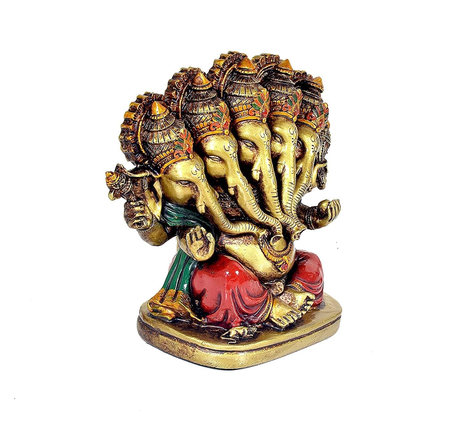 Doozie Gifts Panchmukhi Lord Ganesha Ganesh Ganpati Idol Statue Murti for Decoration and Pooja Gifting in Resin, Height : 5 inch