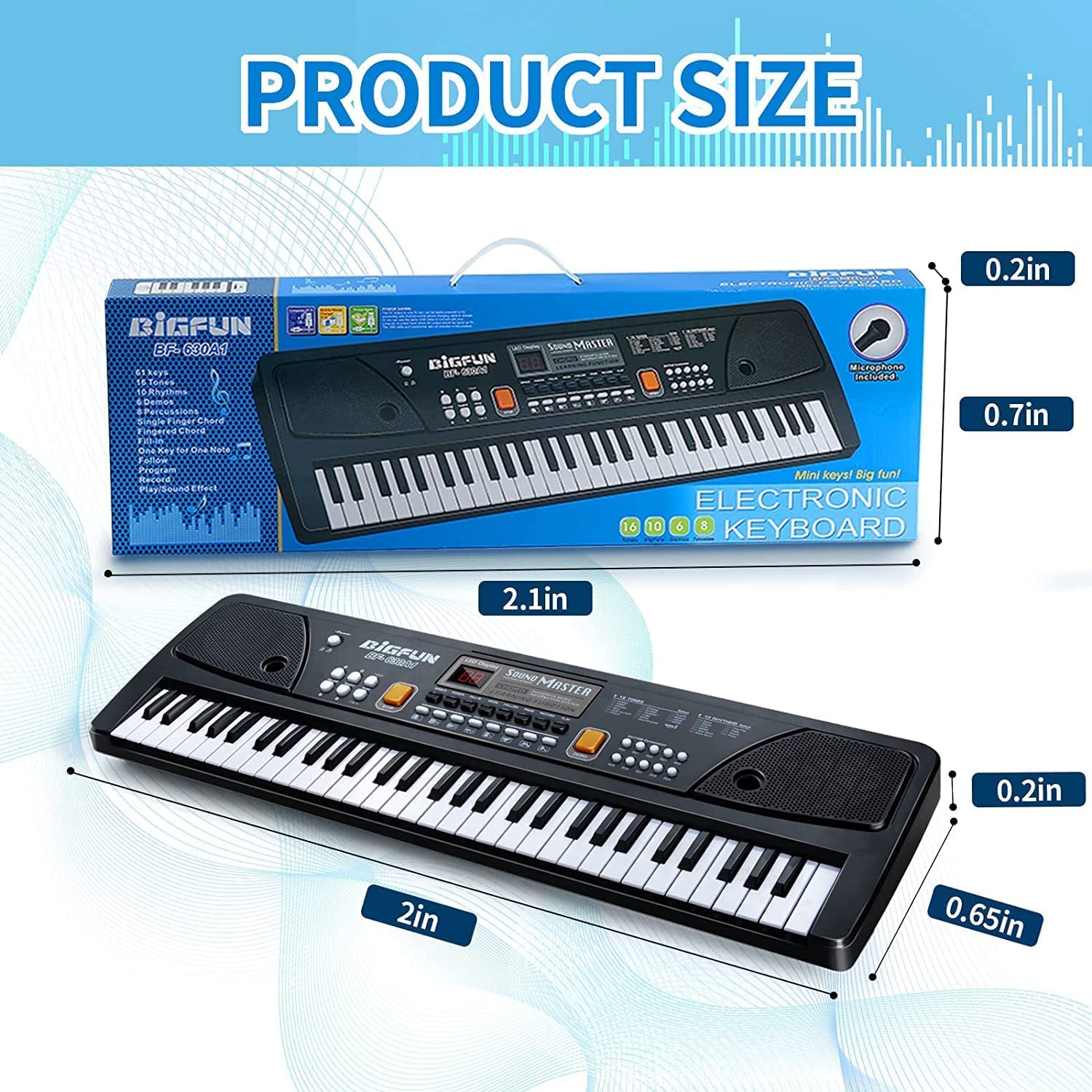 Doozie Gifts Kids Piano Keyboard With Microphone Portable Electronic Keyboards For Beginners 61 Keys Kids Musical Toys Pianos For Ages 3-10 Years