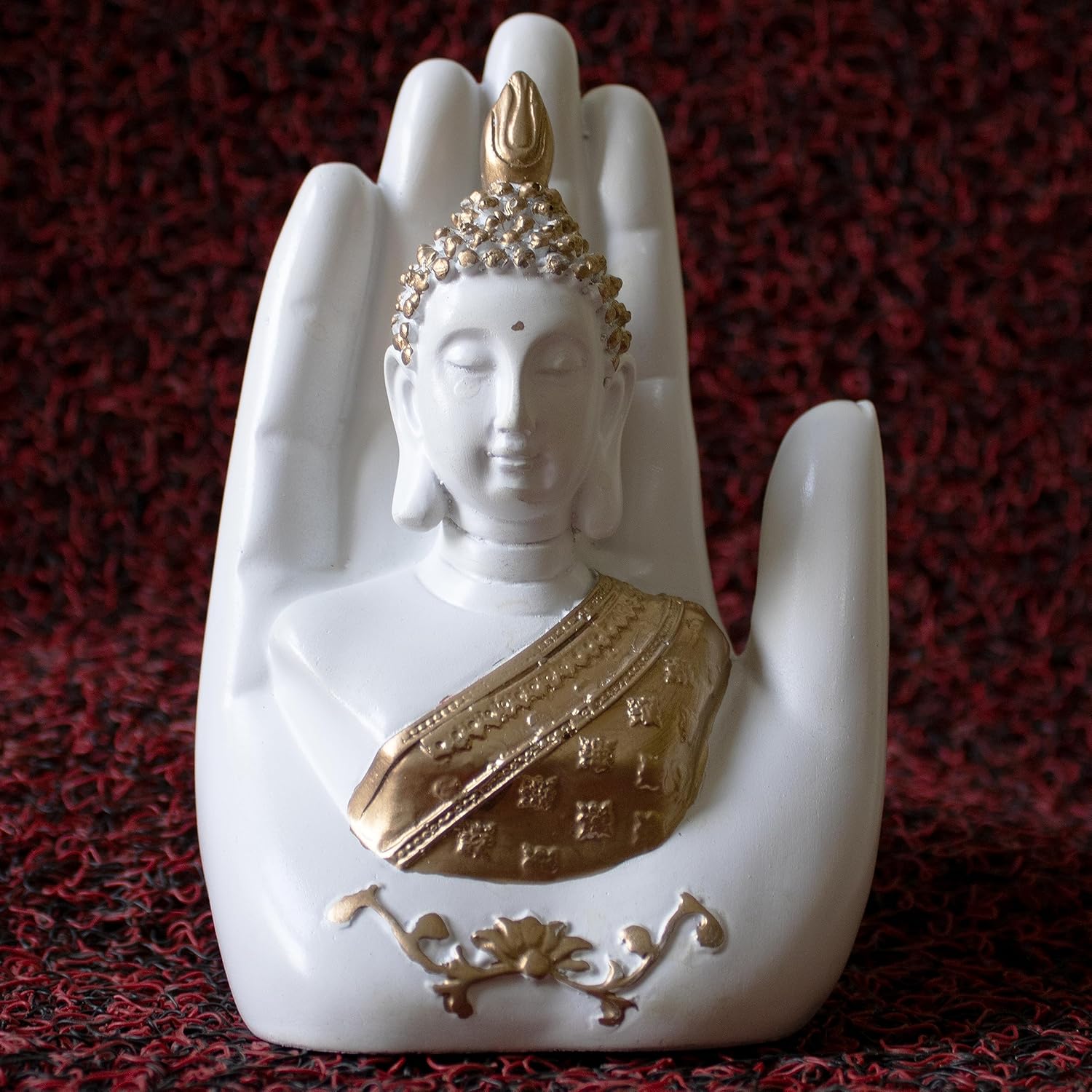 Decorative White Palm Buddha Hand Statue Showpiece Idol - Decoration Items for Home Office Table Living Room Decor and Gift