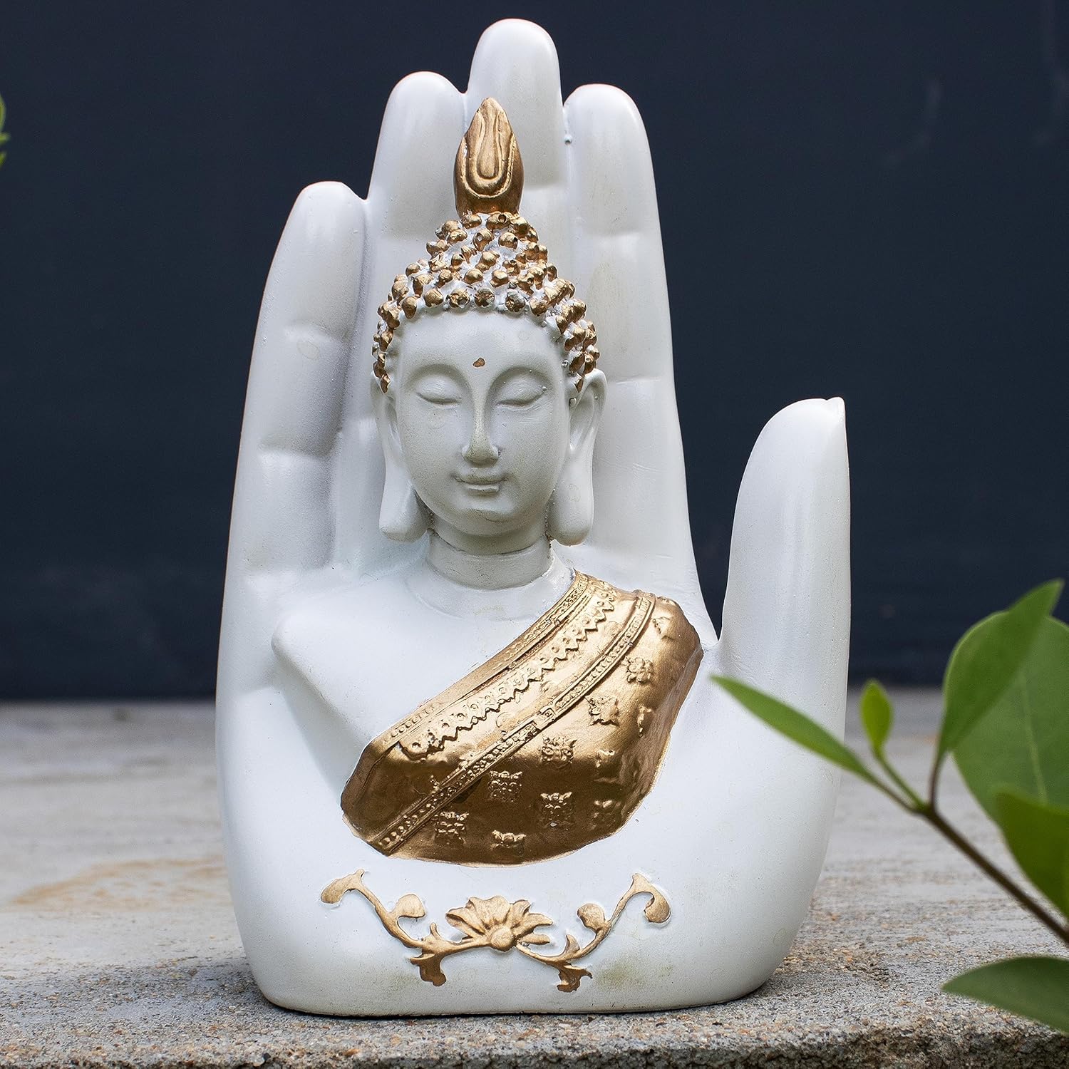 Decorative White Palm Buddha Hand Statue Showpiece Idol - Decoration Items for Home Office Table Living Room Decor and Gift