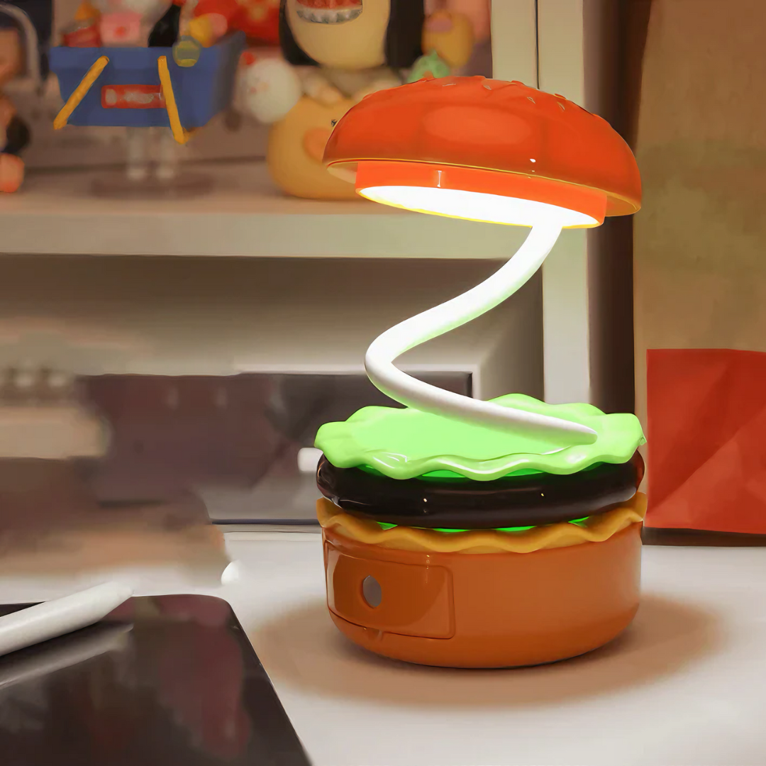 Burger Lamps - Folding Table/Night Lamps With Pen Holder & Sharpener for Kids