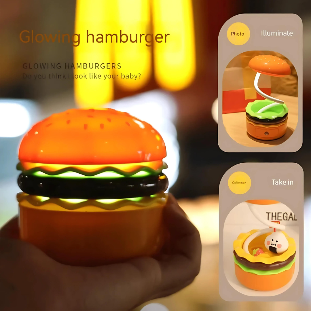 Burger Lamps - Folding Table/Night Lamps With Pen Holder & Sharpener for Kids