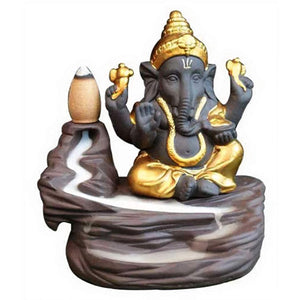 Doozie Gifts Handcrafted Lord Ganesha Smoke Backflow Cone Incense Holder Decorative Showpiece with 10 Free Smoke Backflow Scented Cone Incenses