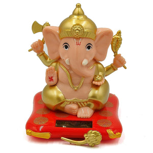 Doozie Gifts Moving Hands Solar Ganesha Statue for Car Home Decor and Office | Solar Lord Ganesh ji Moving Hands