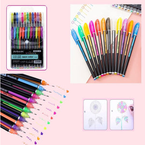 Doozie Gifts 24 Pcs Color Gel Pens Set, Glitter, Metallic, Neon Pens Set Good Gift For Coloring Sketching Painting Drawing For School Kids Adults - Multicolour