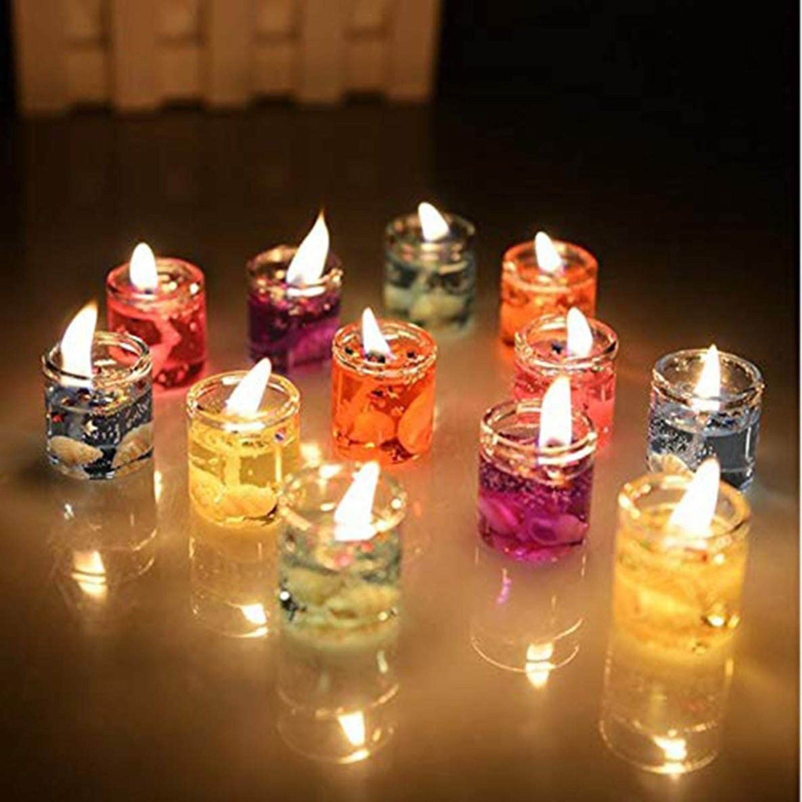 Small Glass Jelly Gel Candles For Home Decor Diwali Decoration,Spa,Festivals Christmas (Set of 12)