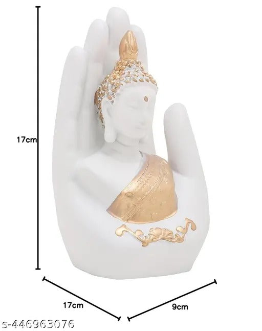 Decorative White Palm Buddha Hand Statue Showpiece Idol - Decoration Items for Home Office Table Living Room Decor and Gift