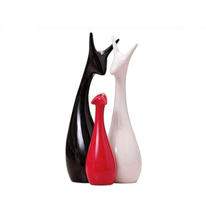 Home Decor Showpiece Deer Family Set | Piano Finish Ceramic Figurines - (Set of 3, Red, Black and White) Doozie Gifts Private Limited