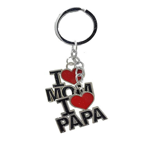 I love mom & I love papa metal combo keychain best for gifting