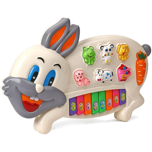 Doozie Gifts Rabbits Musical Piano with 3 Modes Animal Sounds, Flashing Lights & Wonderful Music,Plastic(multicolor)