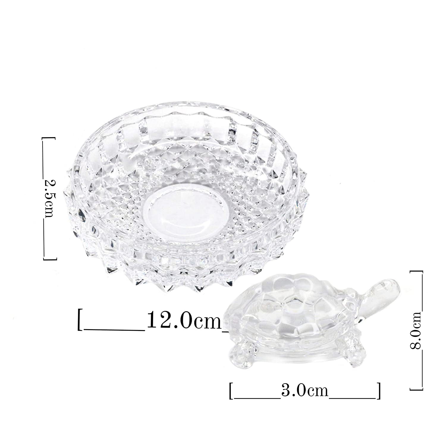 Doozie Gifts Crystal Clear Turtle with Plate for Vastu Feng Shui Career Good Luck Gifting Purpose (white)