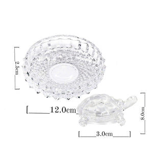 Doozie Gifts Crystal Clear Turtle with Plate for Vastu Feng Shui Career Good Luck Gifting Purpose (white)