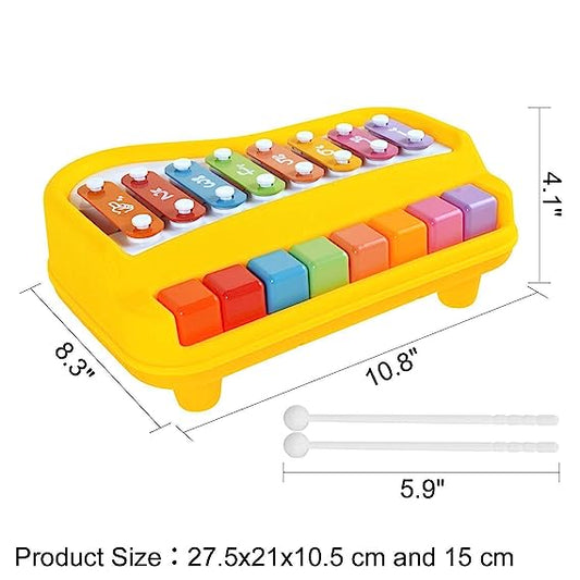 Doozie Gifts 2 in 1 Musical Xylophone and Piano for Kids - Educational Musical Instruments Toy Set for Babies, Non-Battery- Assorted Color